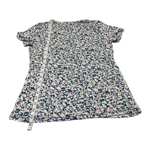 Apt. 9 Blouse Top Women Large Multi Printed Stretch V-Neck Short Sleeve Pullover - Picture 5 of 6